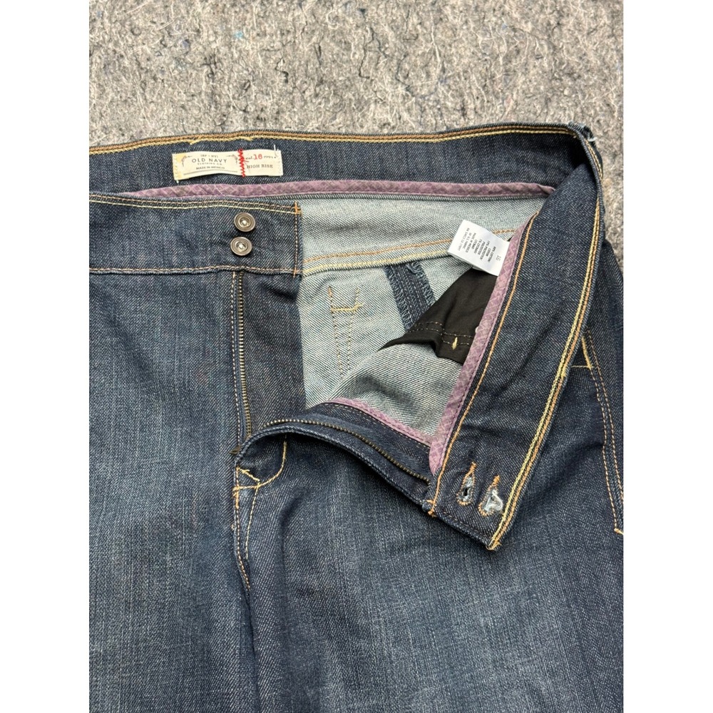 Old Navy High Rise Dark Wash Double Button Denim Jeans Womens 16 Regular